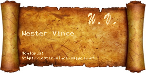 Wester Vince névjegykártya